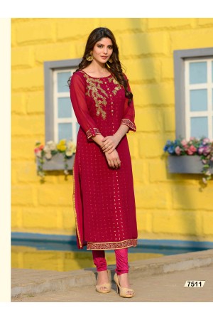 Pink Designer Georgette Kurti 